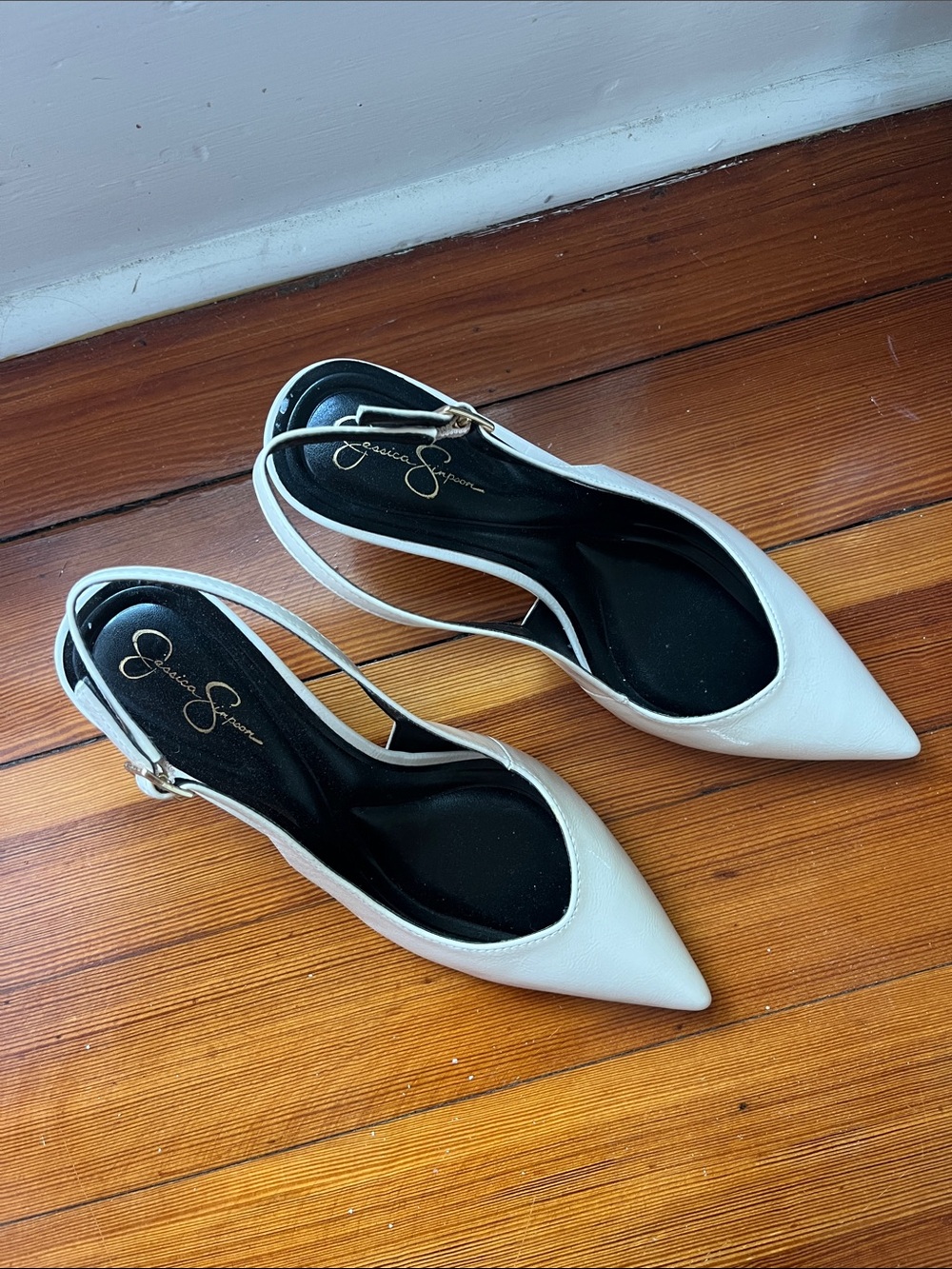 Jessica Simpson Cream Pointed Slingback Heels - Picture 2 of 3